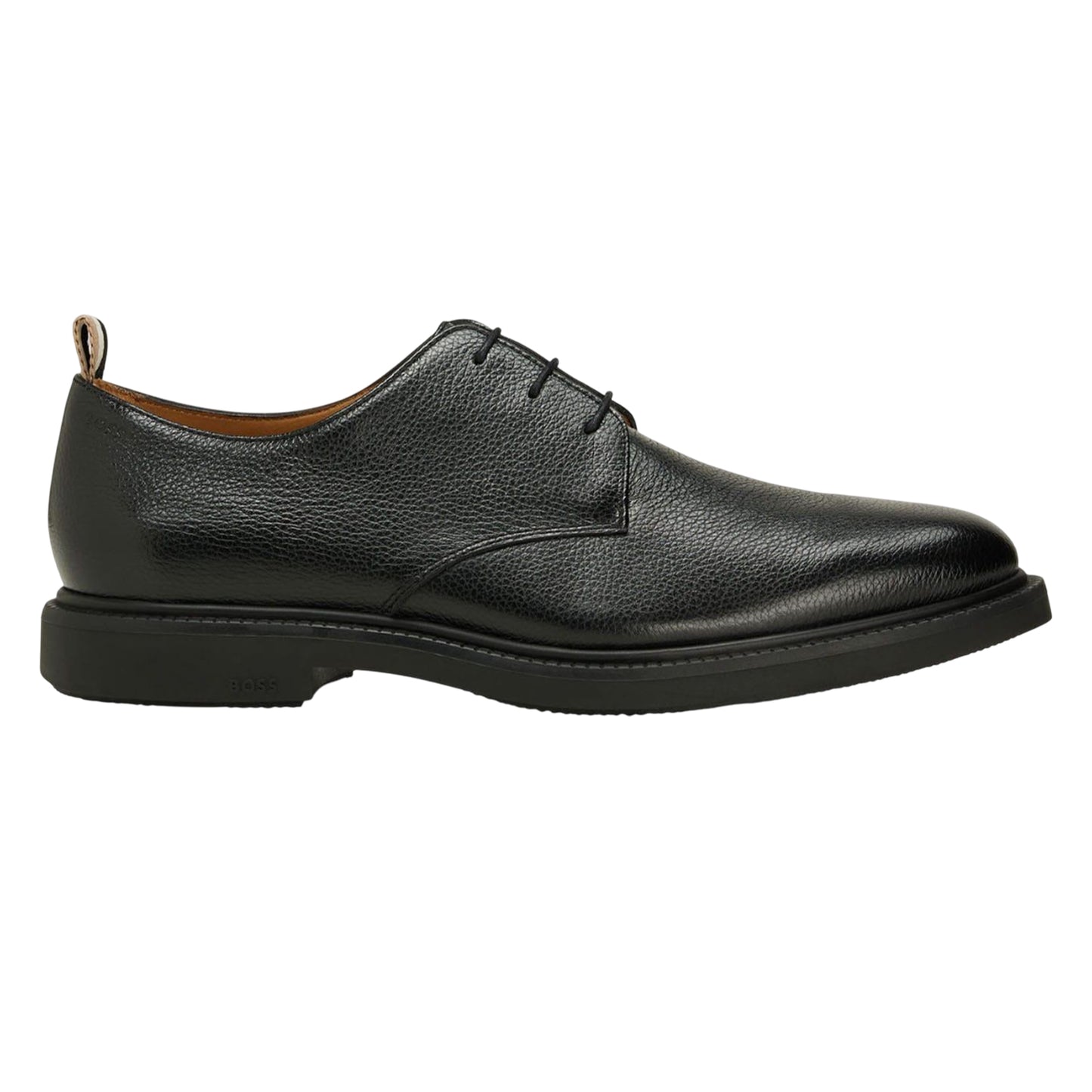 Black - Side - Boss Mens Larry Leather Derby Shoes