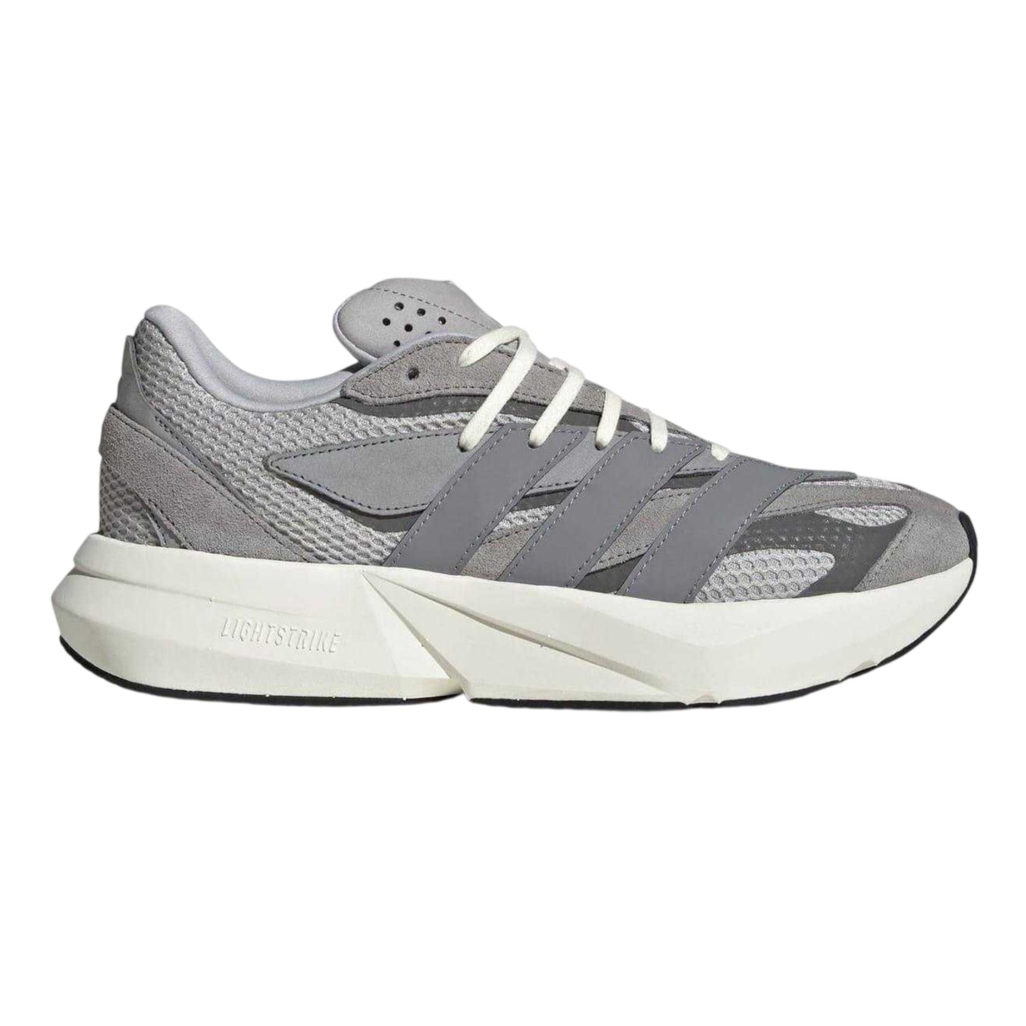 Grey-Metallic - Front - Adidas Mens Lightblaze Suede Trainers