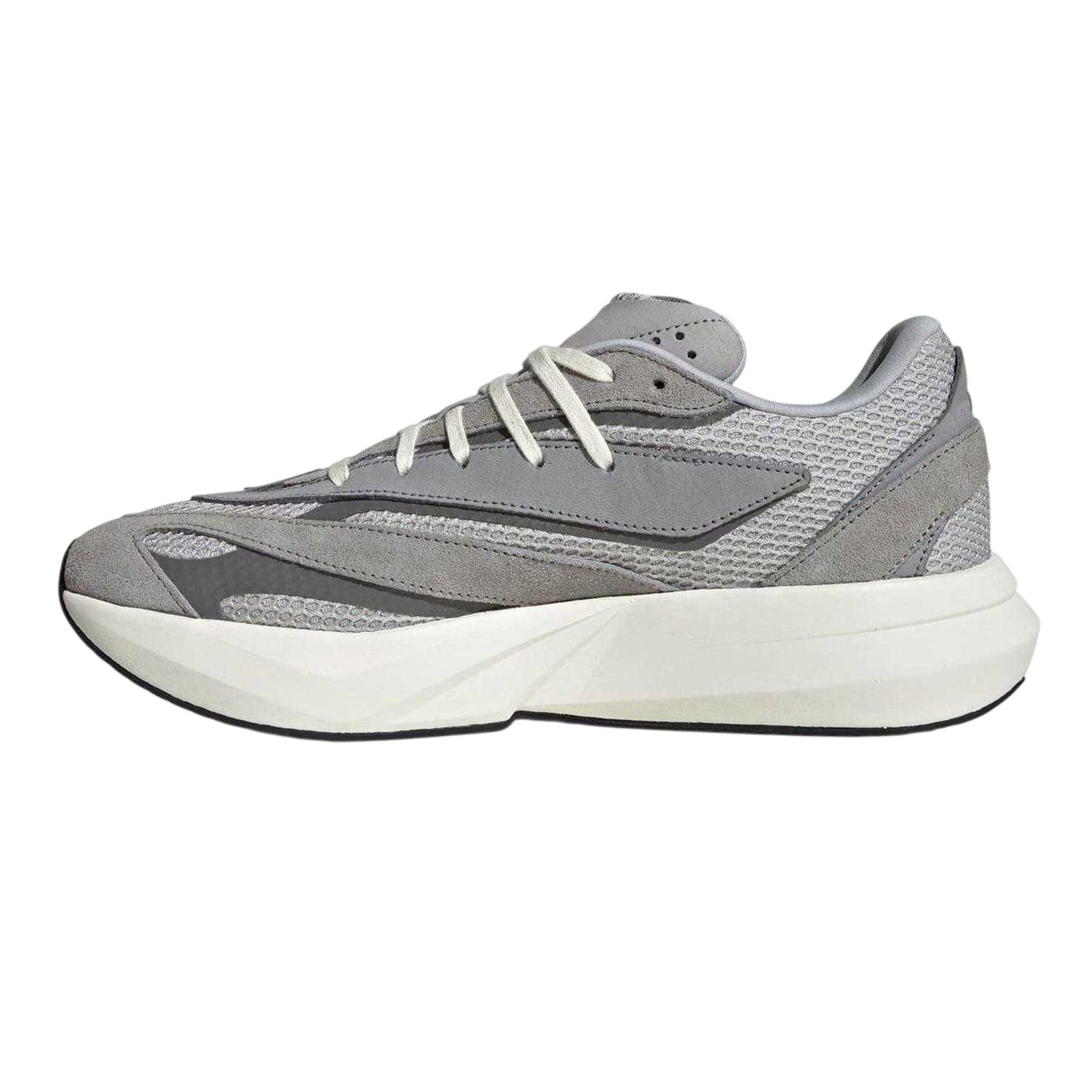 Grey-Metallic - Side - Adidas Mens Lightblaze Suede Trainers