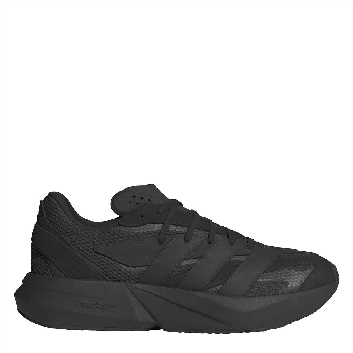 Black-Carbon - Front - Adidas Mens Lightblaze Suede Trainers
