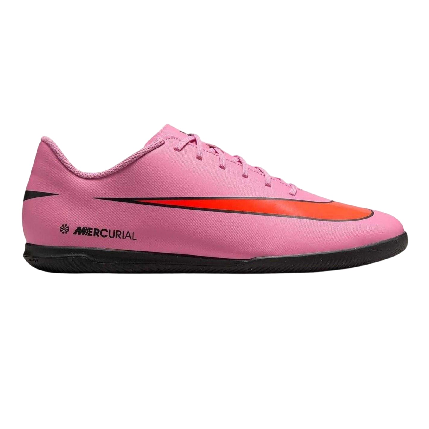 Pink-Black - Front - Nike Mens Mercurial Leather Indoor Football Shoes