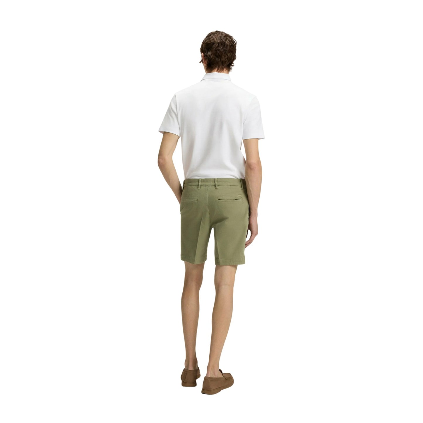 Green - Back - Boss Mens Slice Cotton Blend Chino Shorts