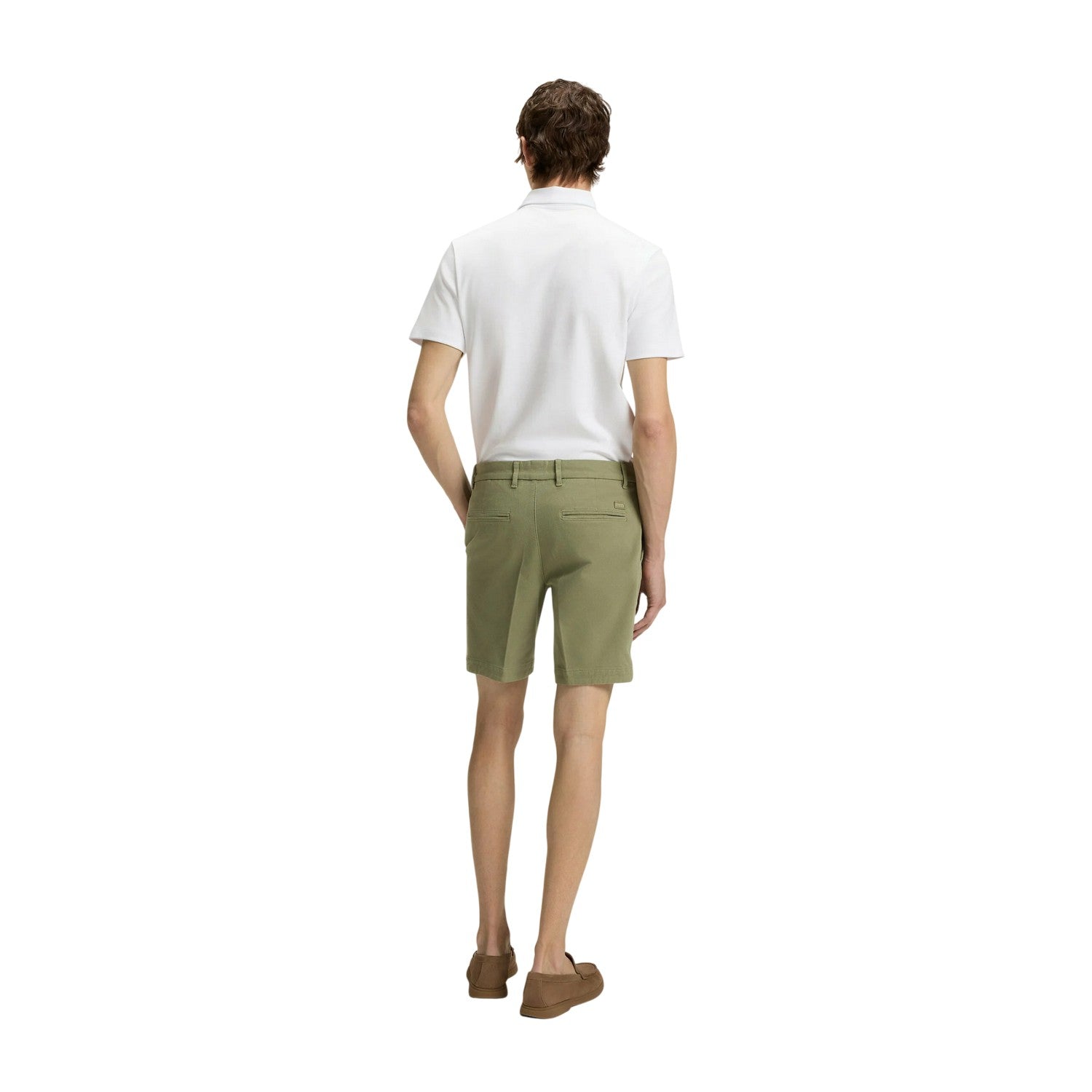 Green - Back - Boss Mens Slice Cotton Blend Chino Shorts