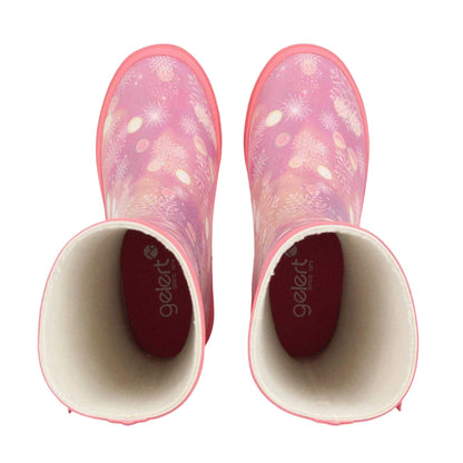 Pink - Side - Gelert Childrens-Kids Marble Waterproof Wellington Boots