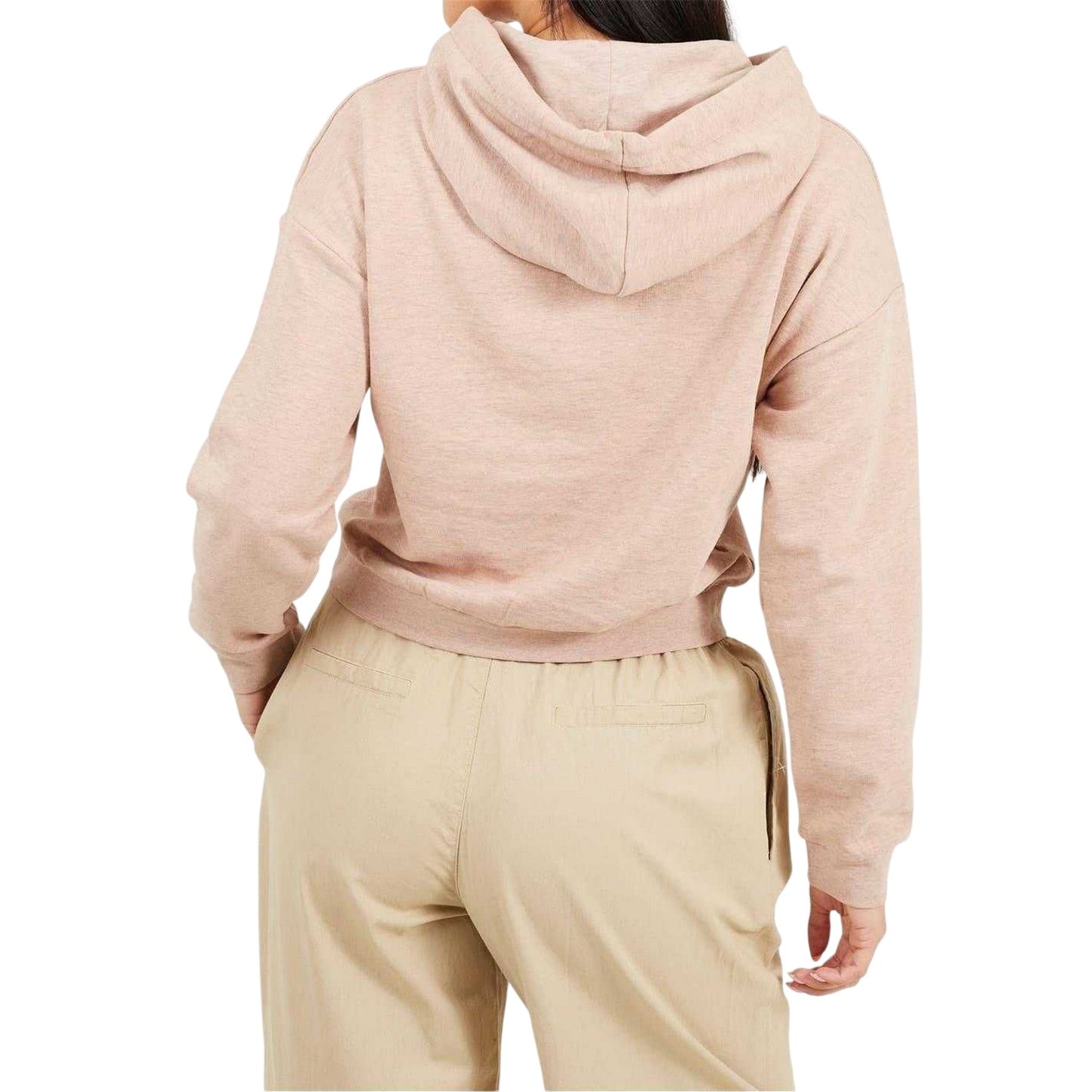Taupe - Back - Brave Soul Womens-Ladies Crop Hoodie