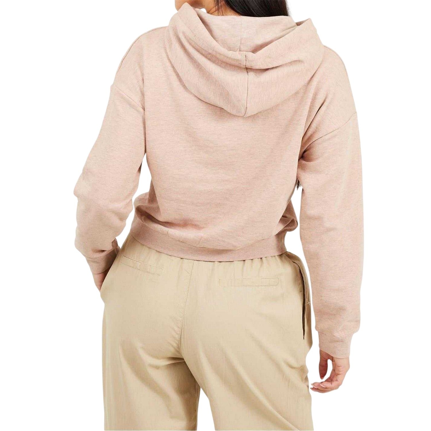 Taupe - Back - Brave Soul Womens-Ladies Crop Hoodie