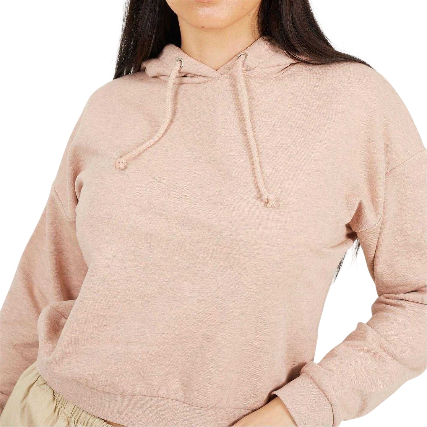 Taupe - Side - Brave Soul Womens-Ladies Crop Hoodie