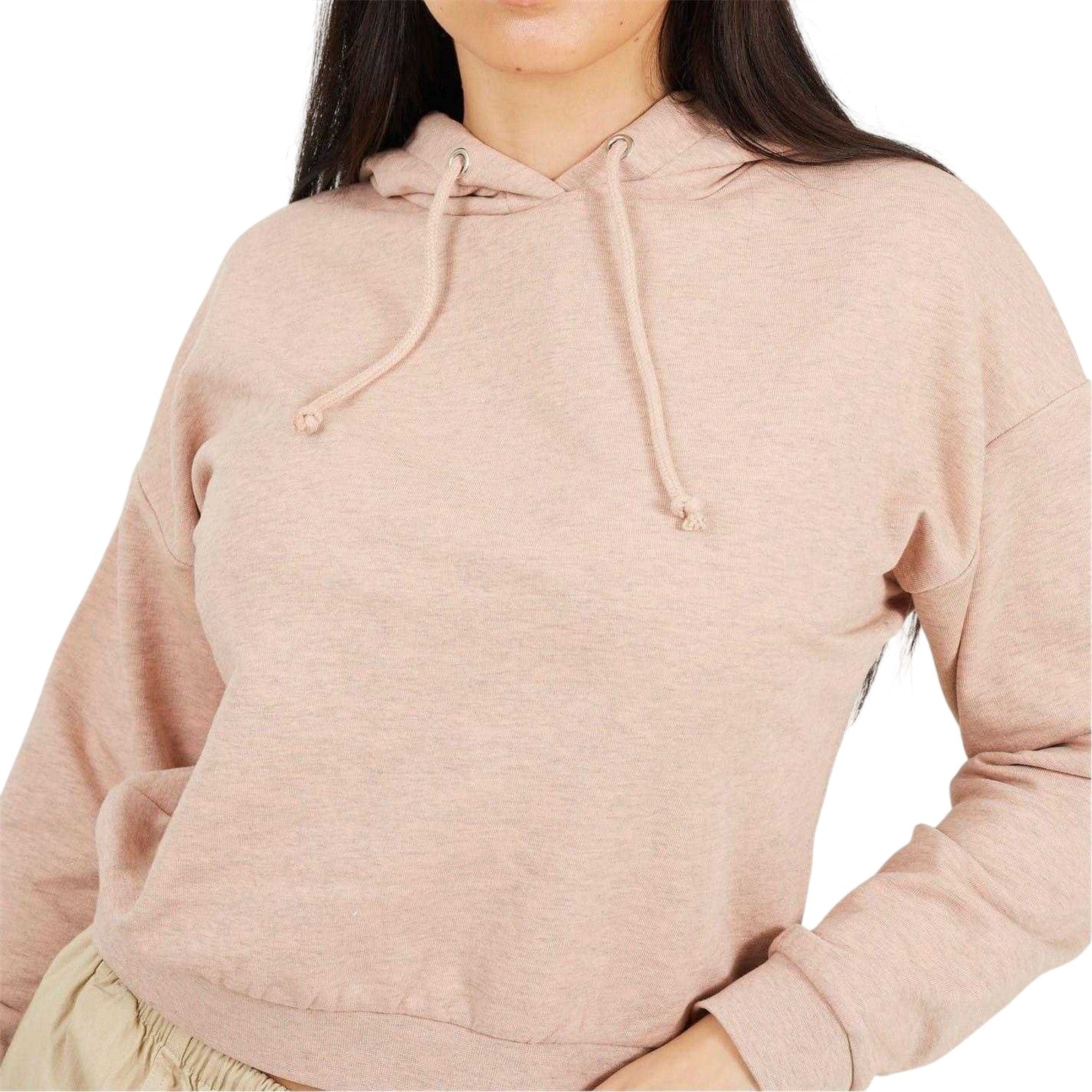 Taupe - Side - Brave Soul Womens-Ladies Crop Hoodie