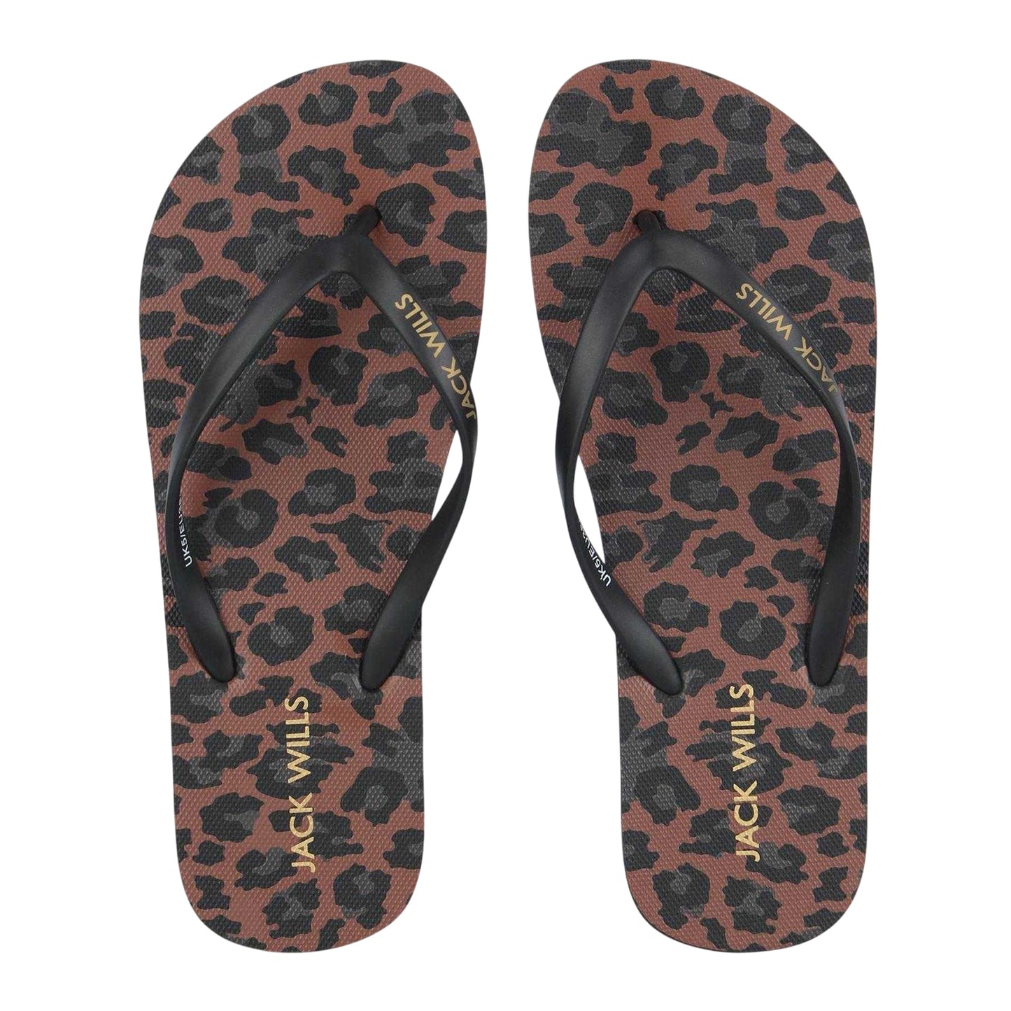 Leopard - Side - Jack Wills Womens-Ladies Rubber Flat Flip Flops