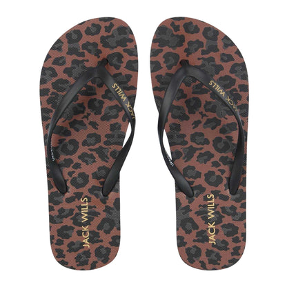 Leopard - Side - Jack Wills Womens-Ladies Rubber Flat Flip Flops