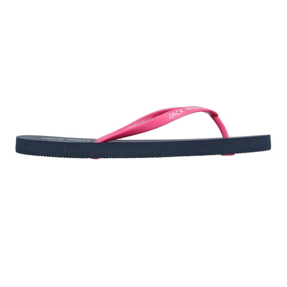 Navy-Pink - Front - Jack Wills Womens-Ladies Rubber Flat Flip Flops