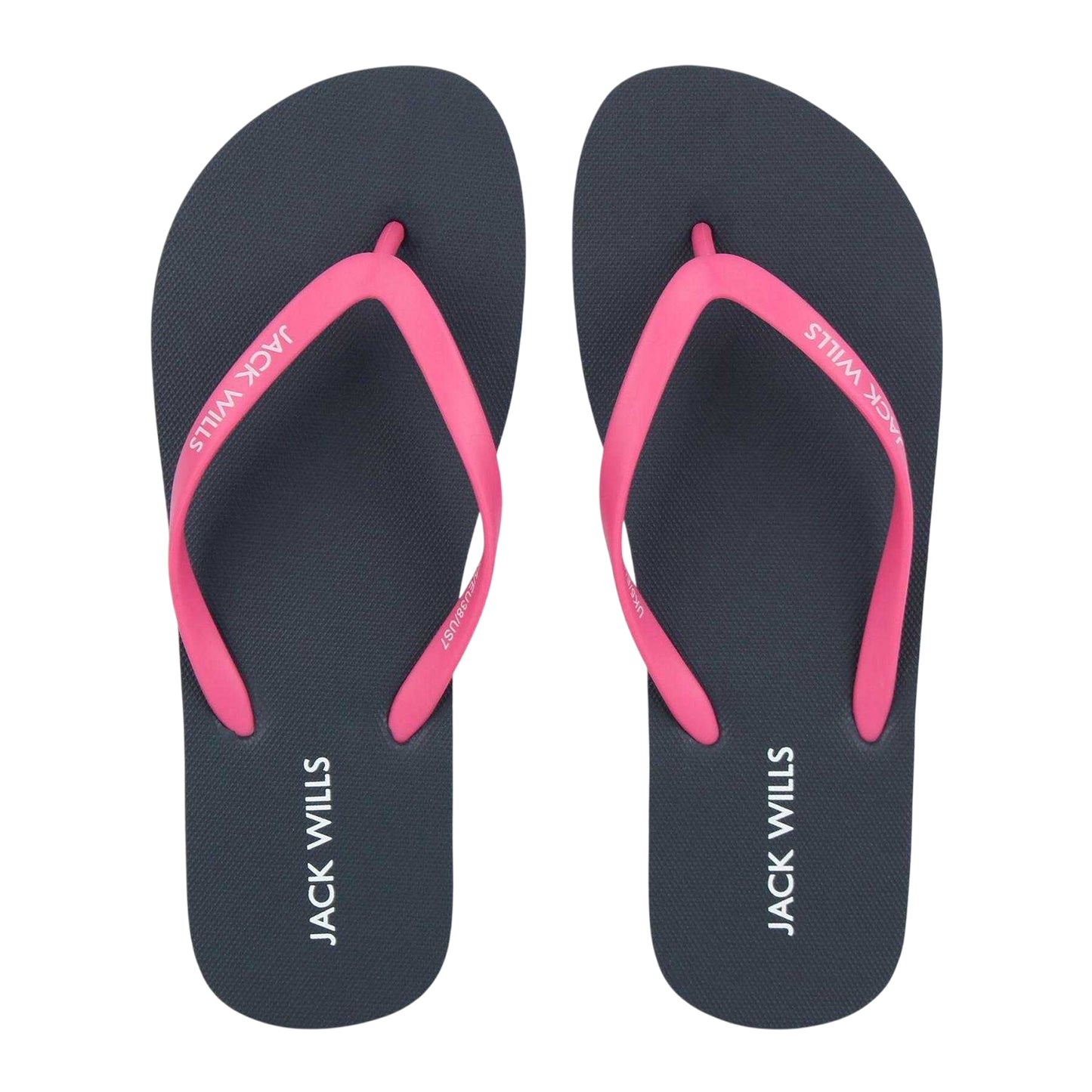 Navy-Pink - Side - Jack Wills Womens-Ladies Rubber Flat Flip Flops