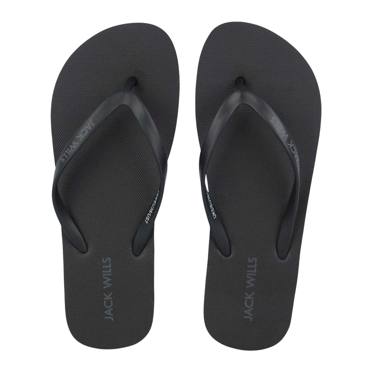 Black - Side - Jack Wills Womens-Ladies Rubber Flat Flip Flops
