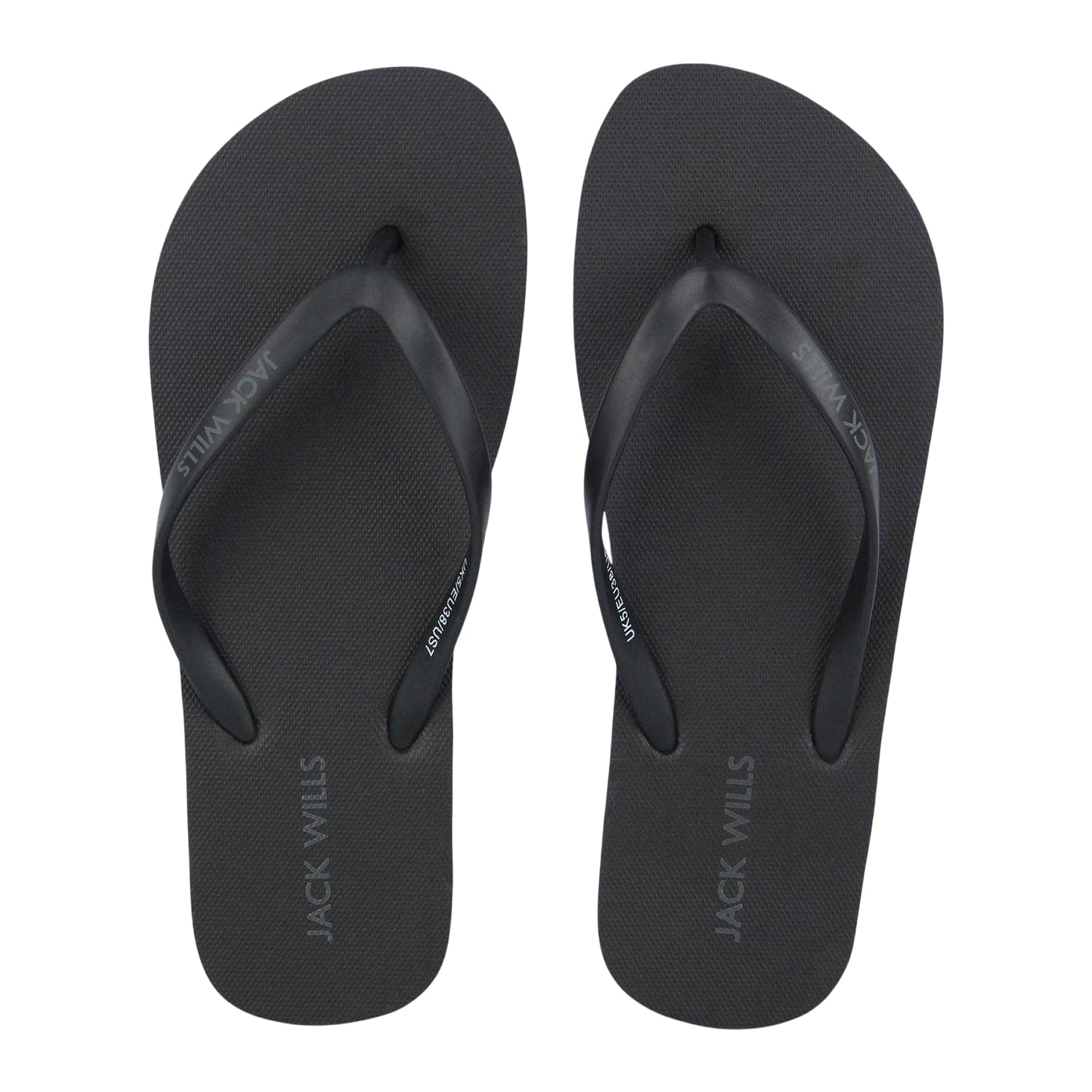 Black - Side - Jack Wills Womens-Ladies Rubber Flat Flip Flops