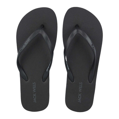Black - Side - Jack Wills Womens-Ladies Rubber Flat Flip Flops