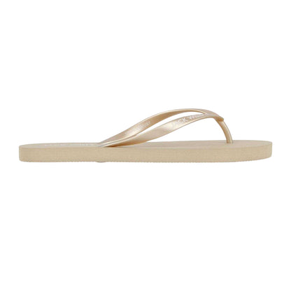 Gold - Front - Jack Wills Womens-Ladies Rubber Flat Flip Flops