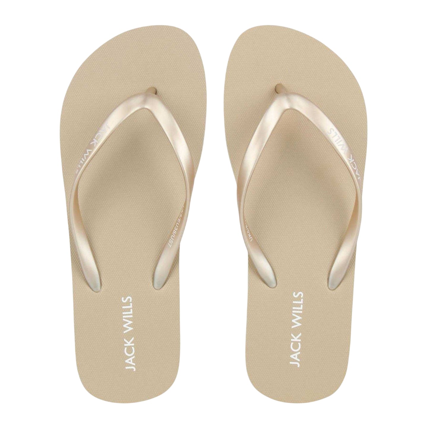 Gold - Side - Jack Wills Womens-Ladies Rubber Flat Flip Flops