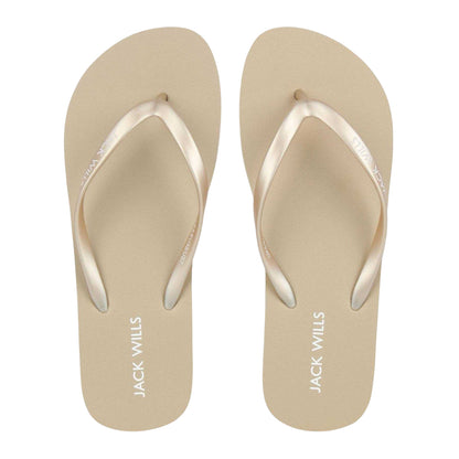 Gold - Side - Jack Wills Womens-Ladies Rubber Flat Flip Flops