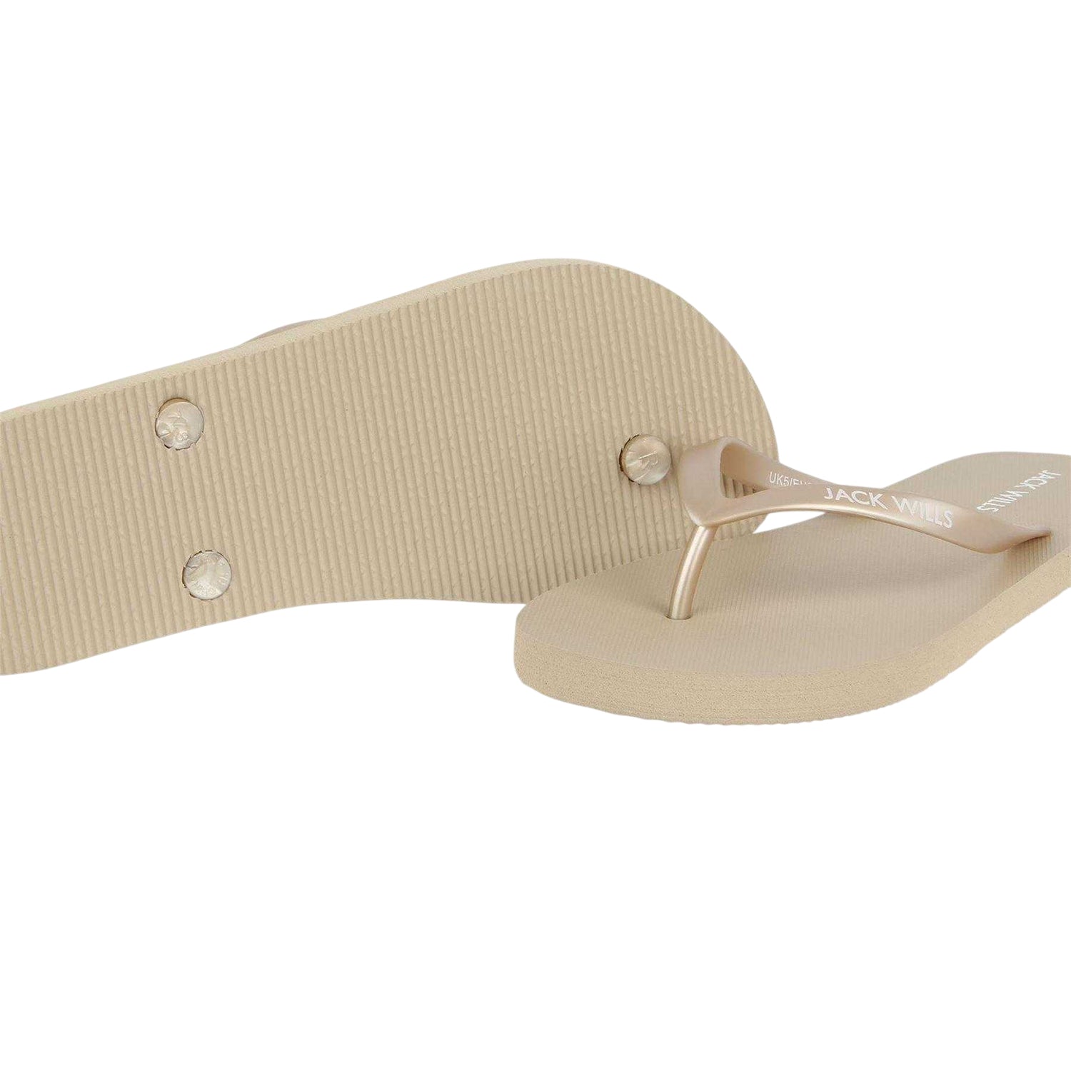 Gold - Lifestyle - Jack Wills Womens-Ladies Rubber Flat Flip Flops