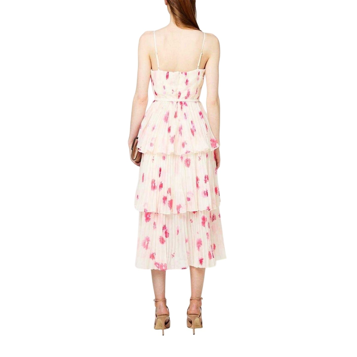 Cream - Back - Self-Portrait Womens-Ladies Tiered Midi Dress