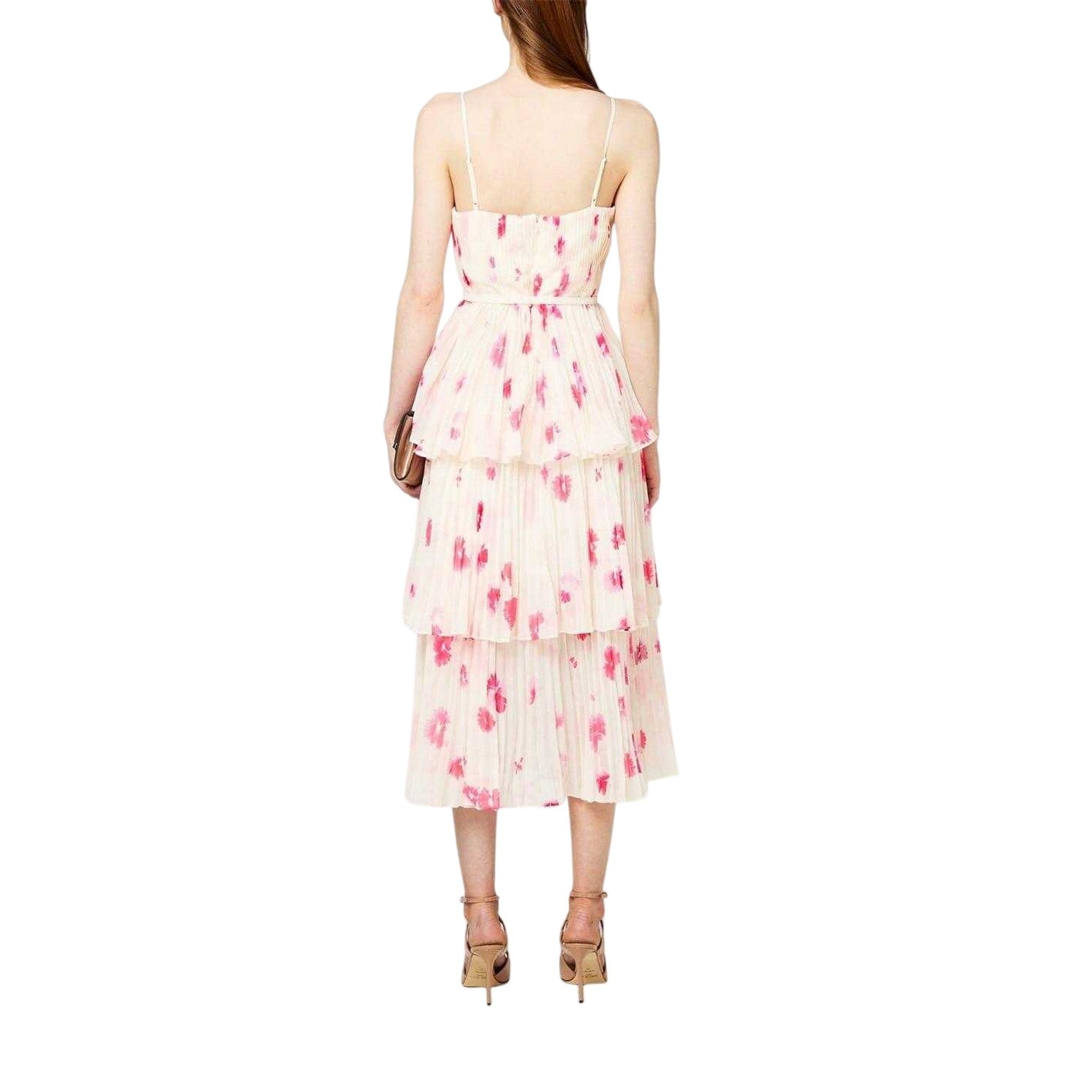 Cream - Back - Self-Portrait Womens-Ladies Tiered Midi Dress
