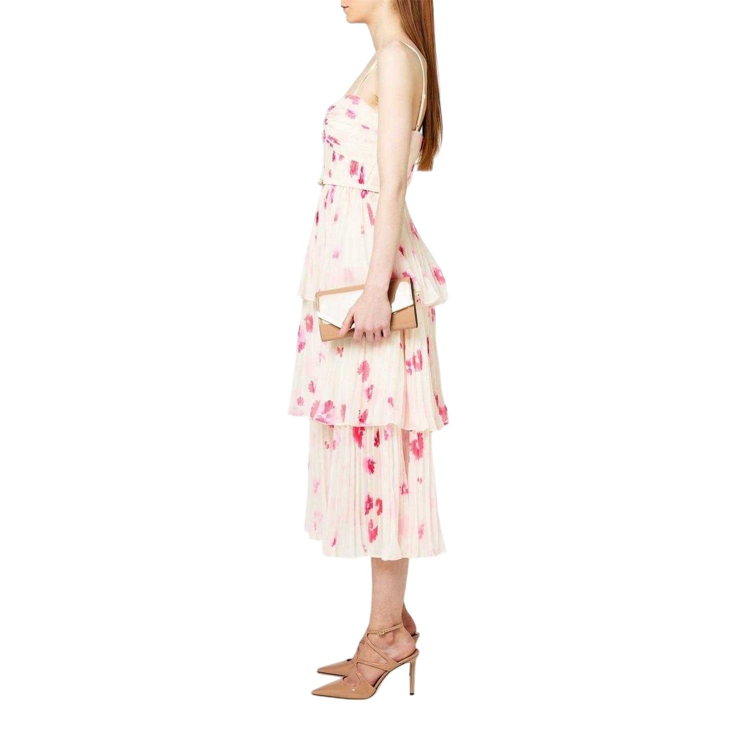 Cream - Side - Self-Portrait Womens-Ladies Tiered Midi Dress