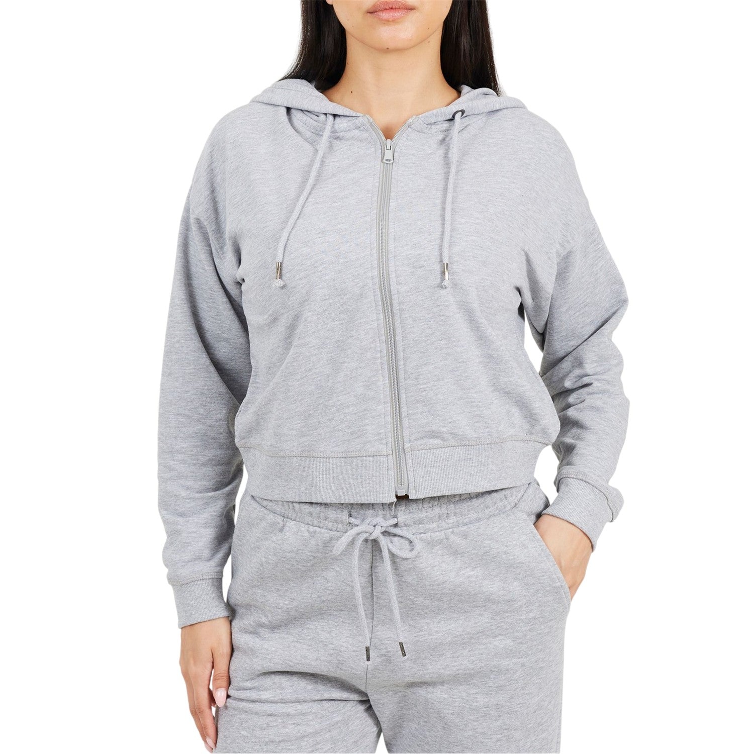 Grey Marl - Front - Brave Soul Womens-Ladies Full Zip Hoodie