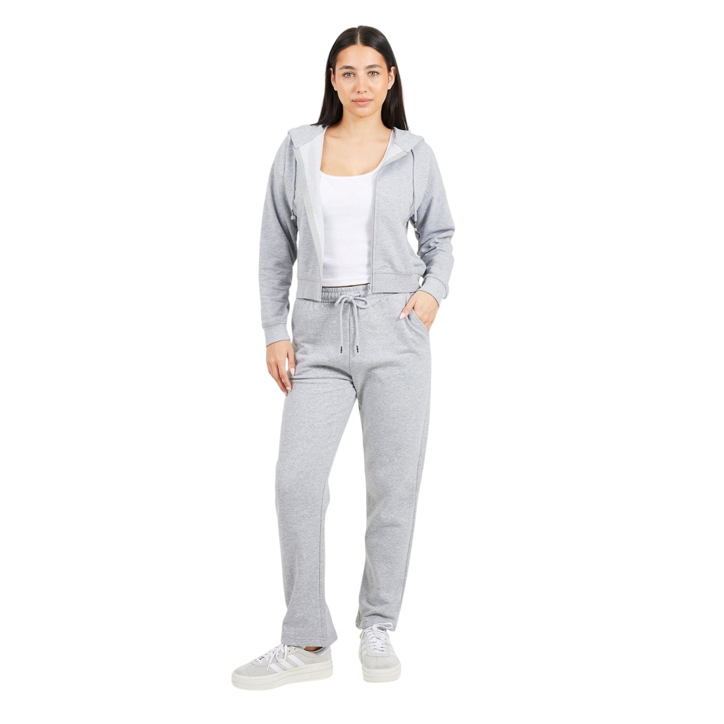 Grey Marl - Side - Brave Soul Womens-Ladies Full Zip Hoodie