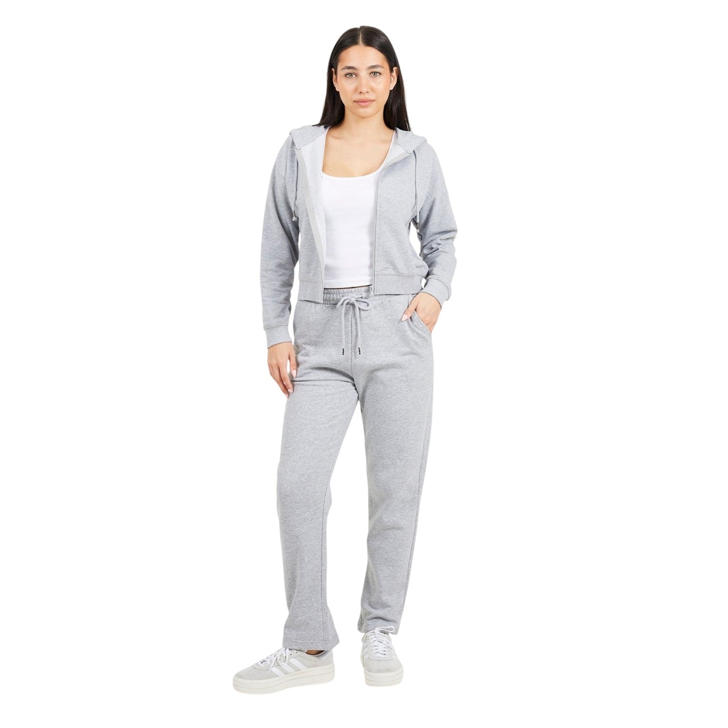 Grey Marl - Side - Brave Soul Womens-Ladies Full Zip Hoodie