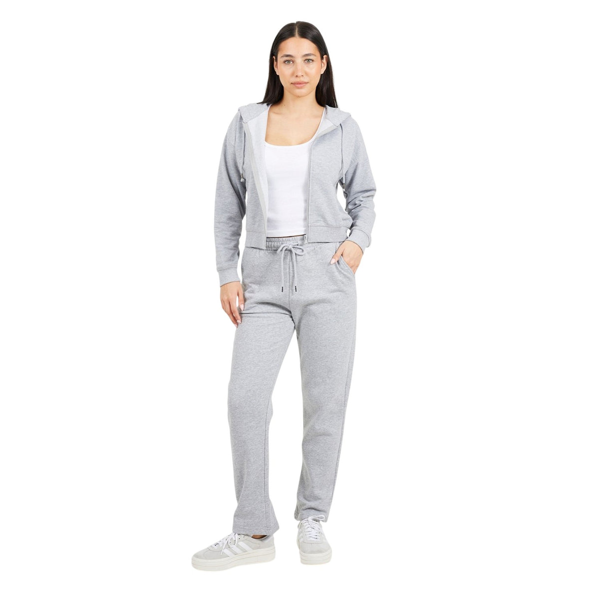 Grey Marl - Side - Brave Soul Womens-Ladies Full Zip Hoodie