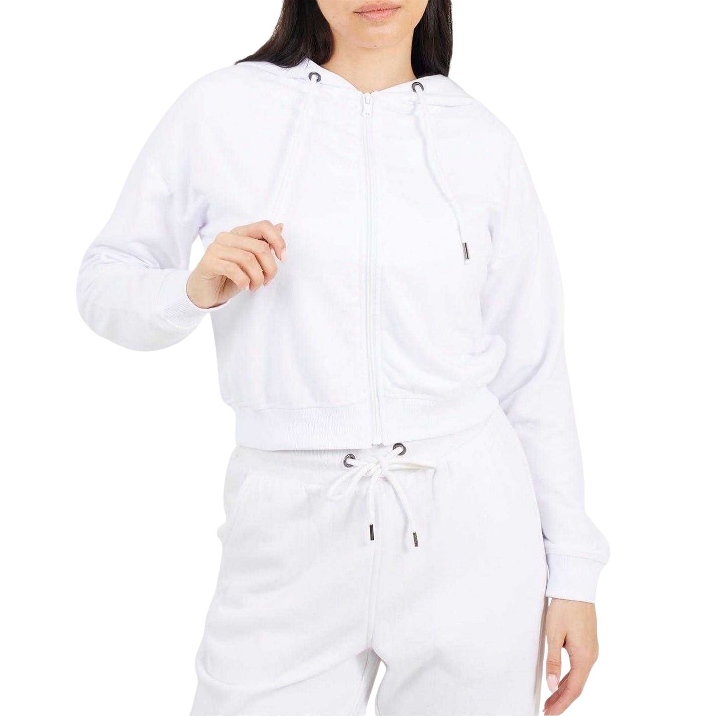 White - Front - Brave Soul Womens-Ladies Full Zip Hoodie