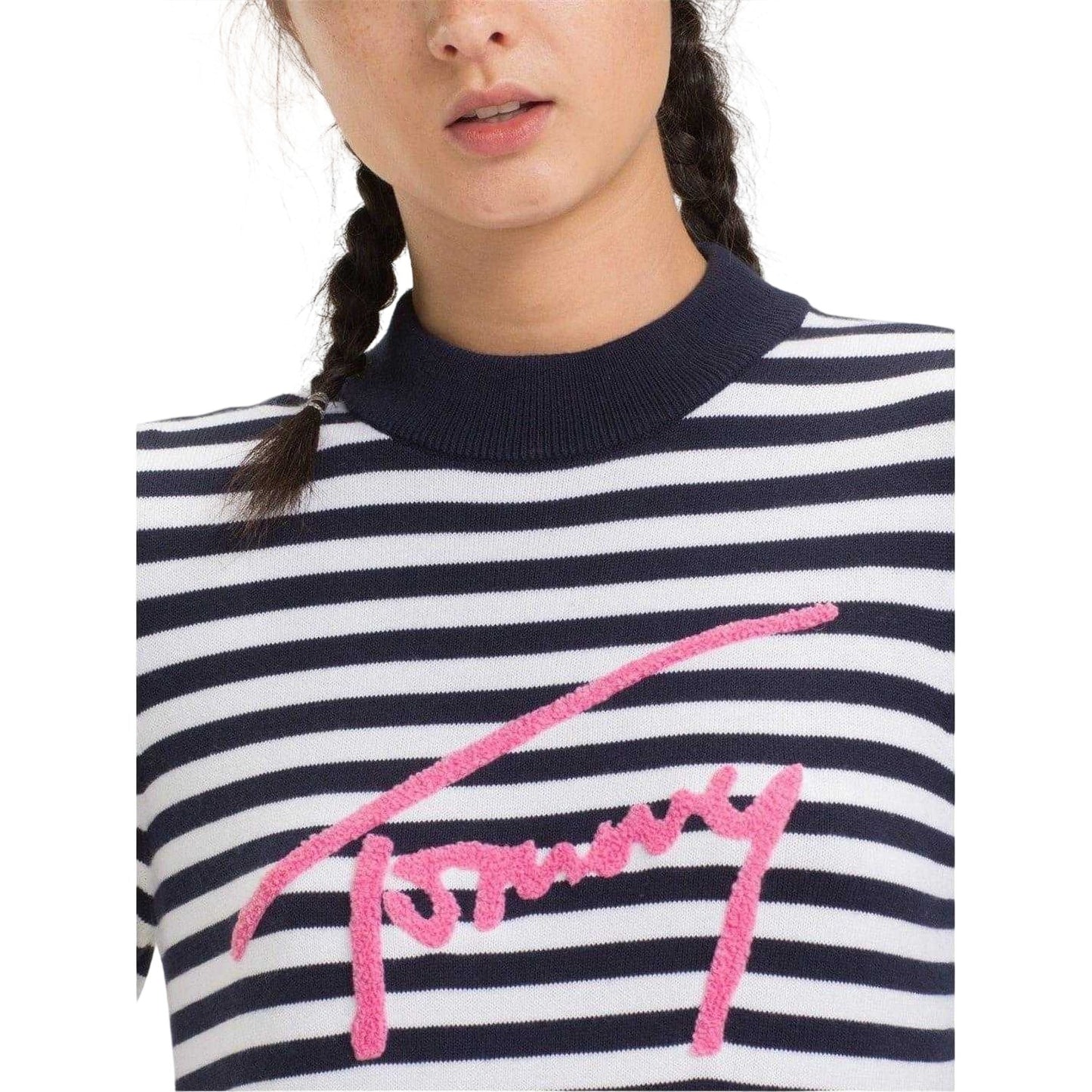Navy - Side - Tommy Hilfiger Womens-Ladies Stripe Fitted Mini Dress