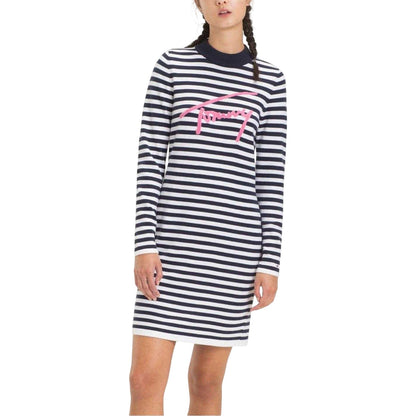 Navy - Lifestyle - Tommy Hilfiger Womens-Ladies Stripe Fitted Mini Dress