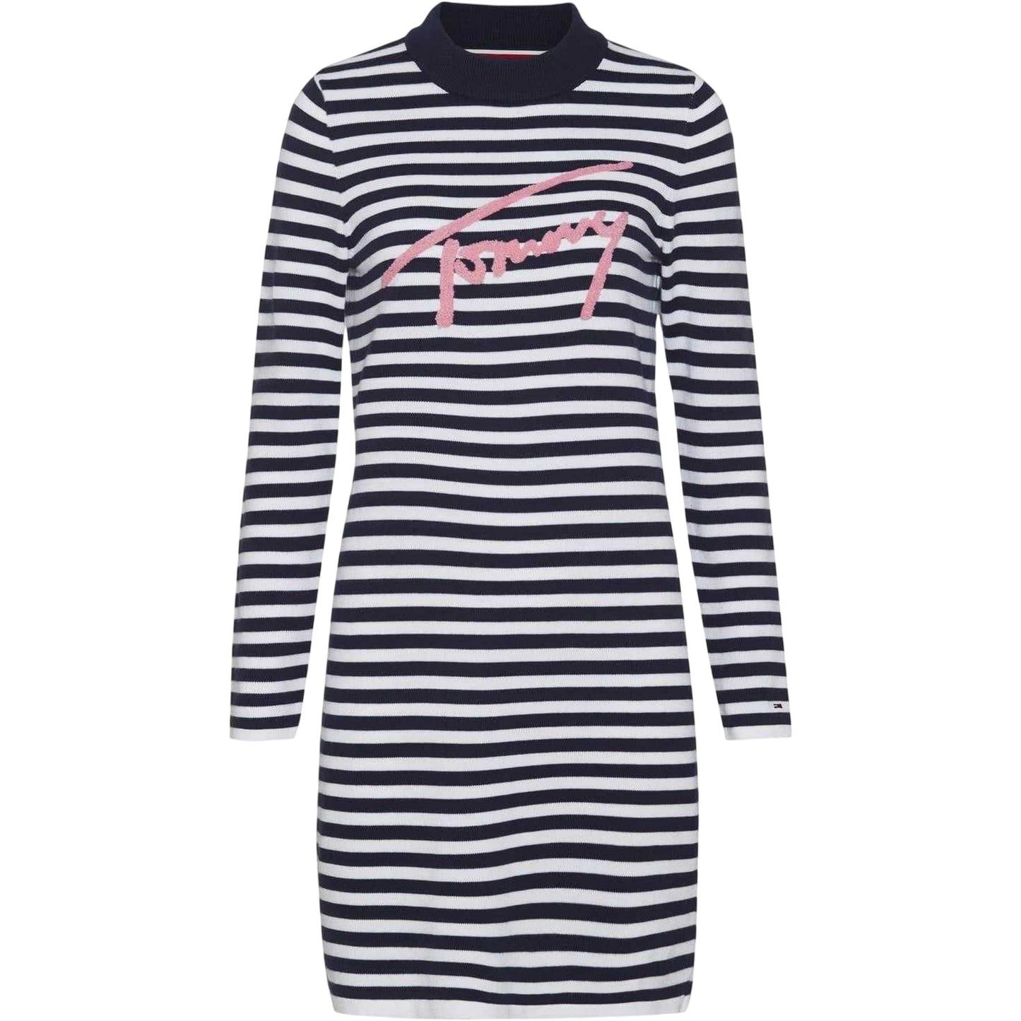 Navy - Front - Tommy Hilfiger Womens-Ladies Stripe Fitted Mini Dress