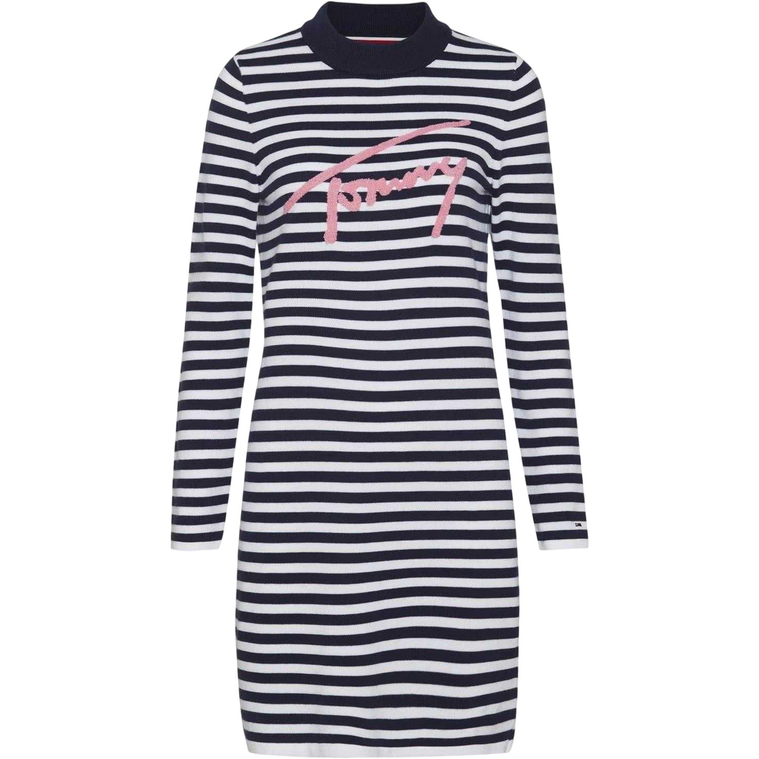 Navy - Front - Tommy Hilfiger Womens-Ladies Stripe Fitted Mini Dress