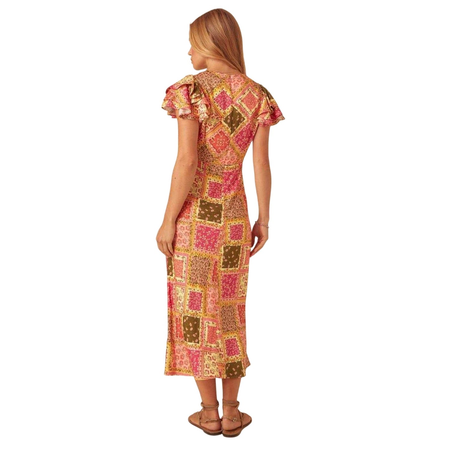 Multicoloured - Back - Nobody´s Child Womens-Ladies Layla Floral Patchwork V Neck Midi Dress