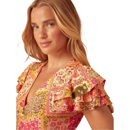 Multicoloured - Side - Nobody´s Child Womens-Ladies Layla Floral Patchwork V Neck Midi Dress