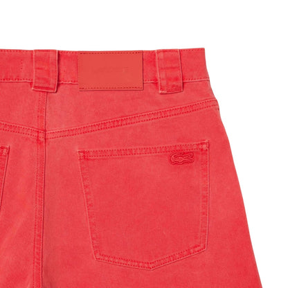 Red - Back - Lacoste Womens-Ladies Bermuda Natural Dyed Long Shorts