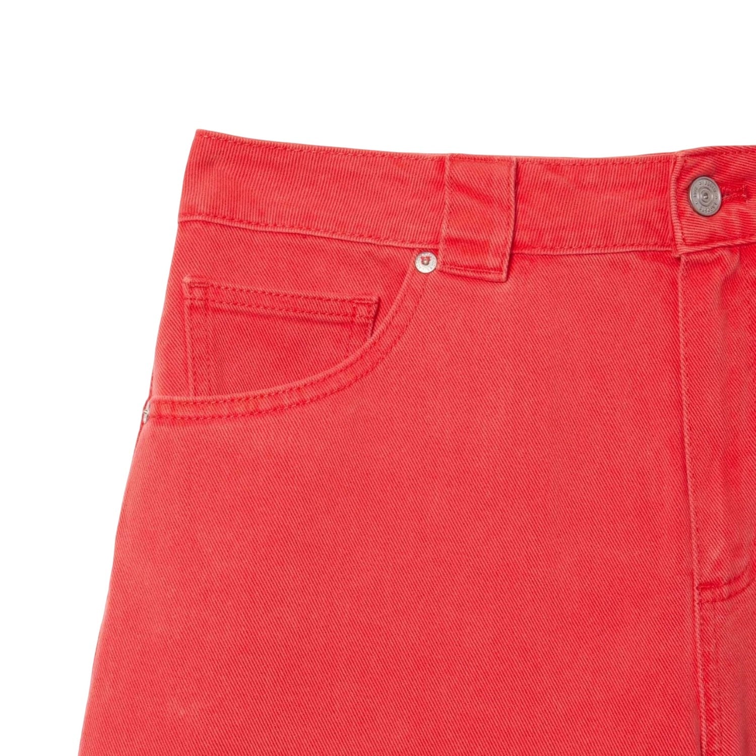 Red - Side - Lacoste Womens-Ladies Bermuda Natural Dyed Long Shorts