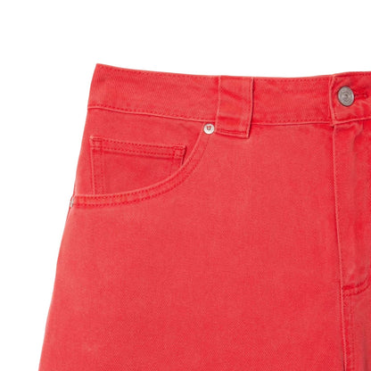 Red - Side - Lacoste Womens-Ladies Bermuda Natural Dyed Long Shorts