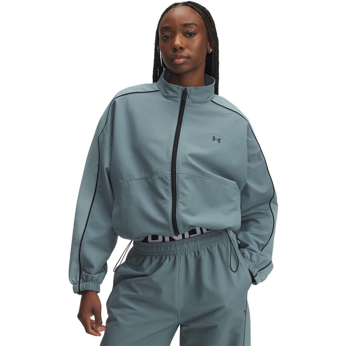 Blue - Front - Under Armour Womens-Ladies Rival Colour Block Track Jacket