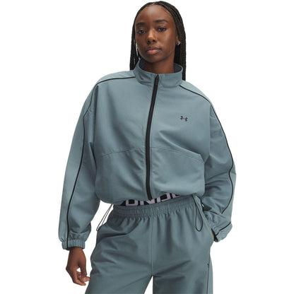 Blue - Front - Under Armour Womens-Ladies Rival Colour Block Track Jacket