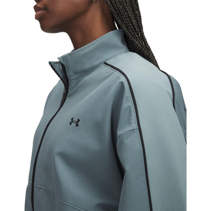 Blue - Side - Under Armour Womens-Ladies Rival Colour Block Track Jacket