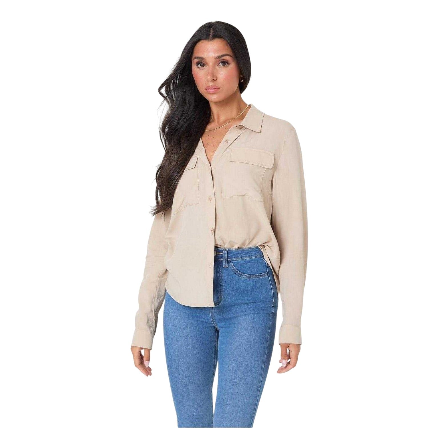 Stone - Front - I Saw It First Womens-Ladies Woven Shirt