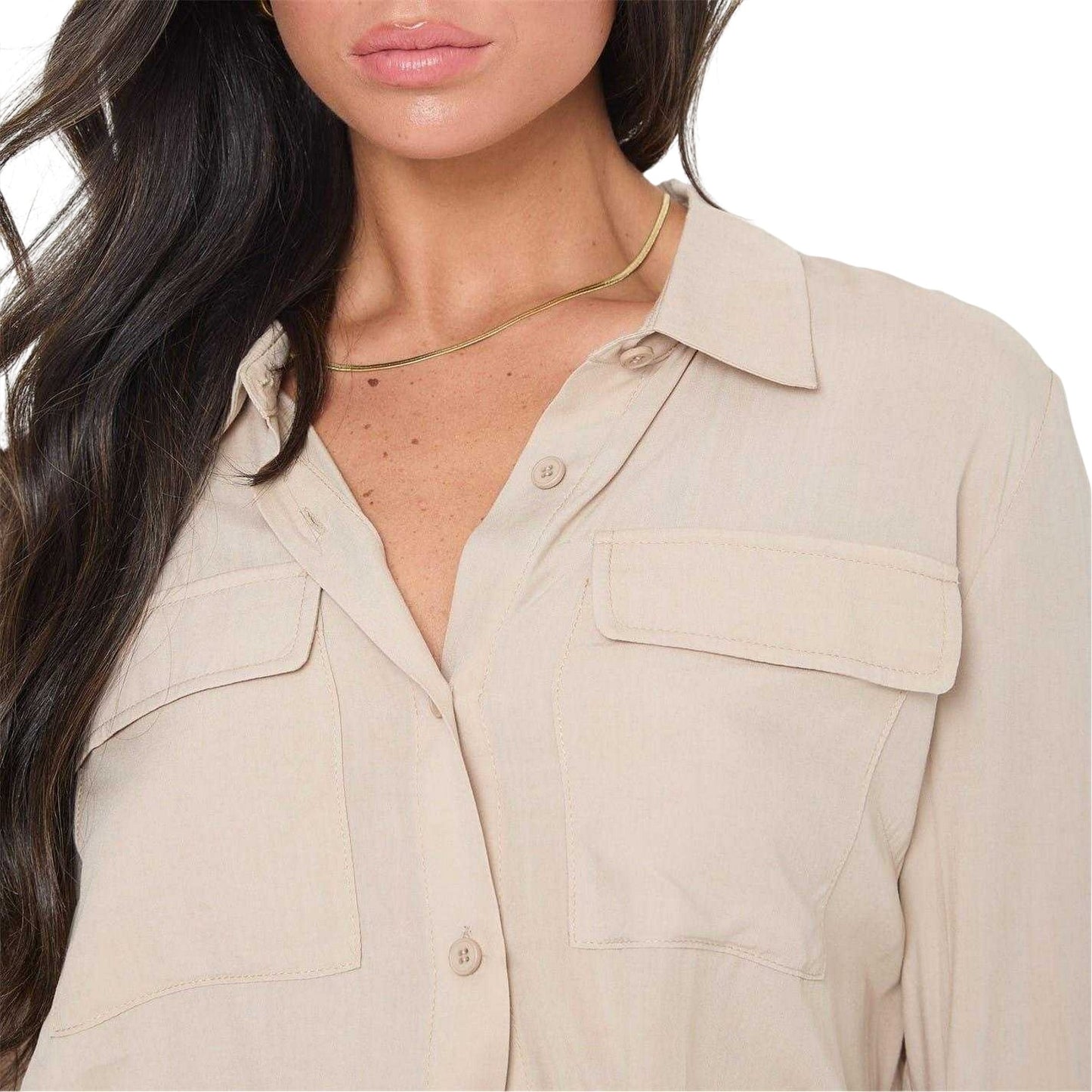 Stone - Side - I Saw It First Womens-Ladies Woven Shirt