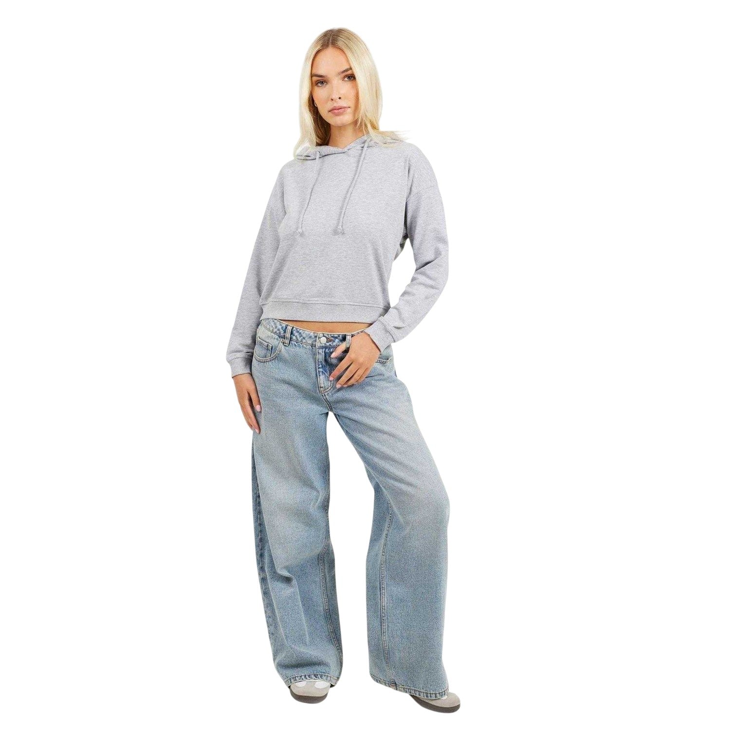 Grey Marl - Side - Brave Soul Womens-Ladies Crop Sweatshirt