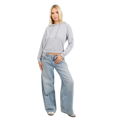 Grey Marl - Side - Brave Soul Womens-Ladies Crop Sweatshirt