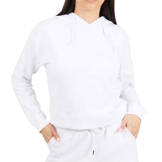 White - Front - Brave Soul Womens-Ladies Crop Sweatshirt
