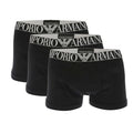 Black - Front - Emporio Armani Mens Eagle Logo Boxer Shorts (Pack of 3)