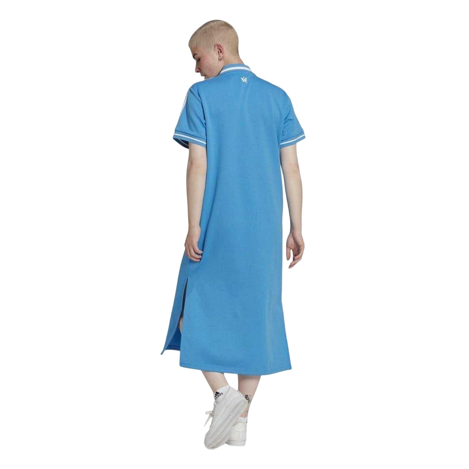 Blue - Back - Adidas Womens-Ladies Collared Mini Maternity T-Shirt Dress